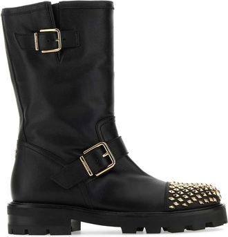 Jimmy Choo London Black Leather Biker Ii Boots