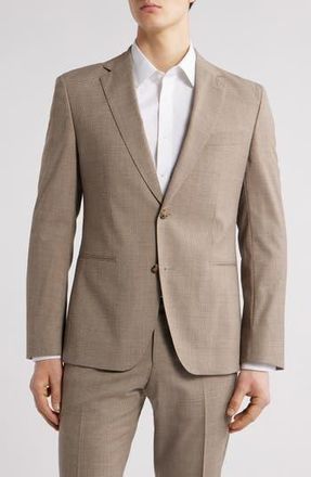 BOSS Huge Slim Fit Houndstooth Microcheck Sport Coat in Light Beige at Nordstrom Rack, Size 40 Regular