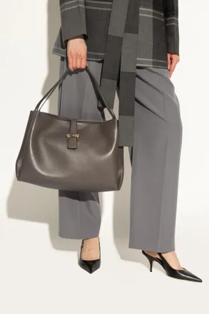 Ferragamo Leather Shoulder Bag, Womens, Grey