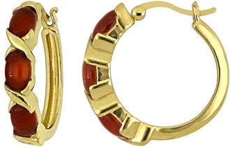 Rina Limor Silver 2.28 Ct. Tw. Red Agate Hoop Earrings