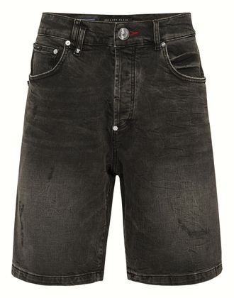 Philipp Plein Denim Korte Broek Skull