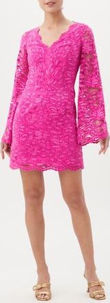 Trina Turk Jinnie Long Bell Sleeve Lace Sheath Dress in Fumiko Fuchsia at Nordstrom Rack, Size 8