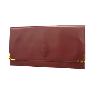 Cartier Bordeaux Leather Clutch Bag (Pre-Owned)