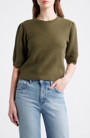 Madewell Puff Sleeve Textured Sweater in Faded Ivy at Nordstrom, Size Xx-Large