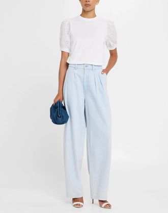 Frame Denim The Lace Sleeve Tee In White