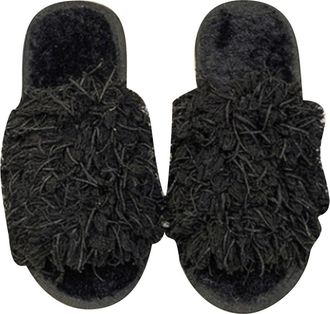 Generic Cotton Slippers for Women, Soft Flat Slip On Fuzzy Indoor Home Shoes Casual Comfortable Solid Colour Warm Plush Sole House Slipper Lightweight Cozy Fo