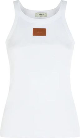 Fendi White Scoop Neck Top