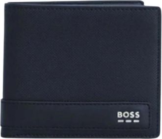 HUGO BOSS Accessoires, Heren, Blauw, ONE Size, Leer, Portemonnee van saffiano-nerfleer