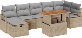 vidaXL Conjunto De Sof&aacute; De Jard&iacute;n 8 Pcs Beige Rat&aacute;n Sint&eacute;tico Vidaxl