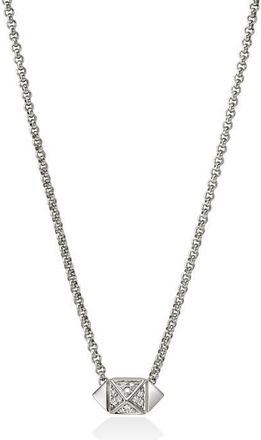John Hardy Icon Stud Pav&eacute; Diamond Pendant Necklace in Silver at Nordstrom, Size 18