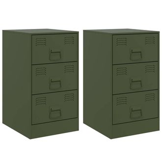 Berkfield Home Bedside Cabinets 2 pcs Olive Green 34.5x39x62 cm Steel