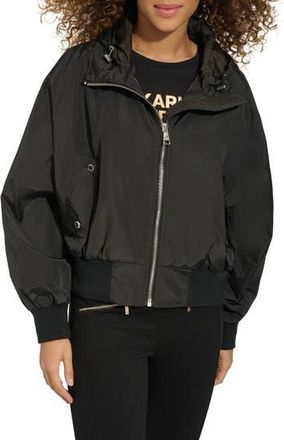 Karl Lagerfeld Logo Collar Bomber Jacket in Black at Nordstrom Rack, Size X-Large