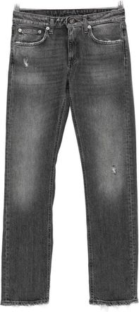 Dondup Straight-Leg Black Jeans With Subtle Distressing