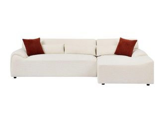 VENTE-UNIQUE.COM Sof&aacute; rinconera poli&eacute;ster 5 plazas beige 293x151cm