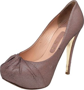 Gina Pink Textured Fabric Claire Platform Pumps