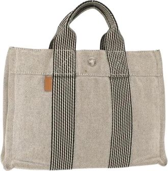 Herm&egrave;s Pre-owned Tote Bags, female, Gray, Size: ONE SIZE Pre-owned Vintage Canvas Tote Bag