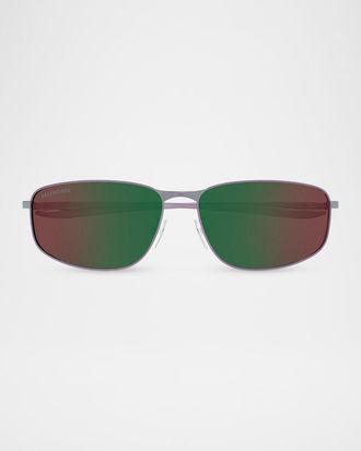 Balenciaga Men & apos;s BB0494SA-005 Metal and Nylon Rectangle Sunglasses