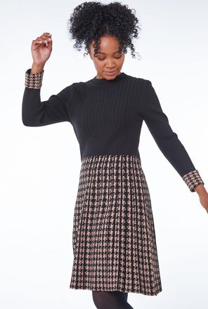 Roman Contrast Knitted Skater Jumper Dress