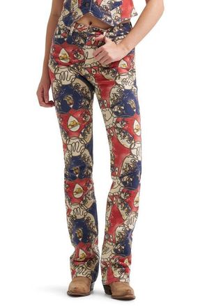 Wrangler Rodeo Print High Waist Bootcut Jeans in Rodeo Roundup at Nordstrom, Size 24