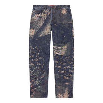SUPREME Archive Denim Jacquard Regular Jean Dark Blue SUP-SS23-237