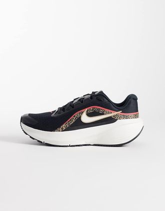 Nike Downshifter 14 sneakers nere con stampa animalier-Nero