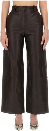Khaite Caiton Pant - Dames - Wijde Broeken - Bruin - 2XS - Leer - Broeken