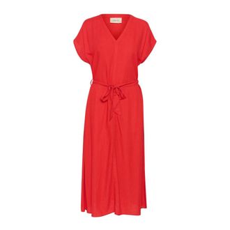Cream Feminine Long Dress Flame Scarlet - female - Cream - Midi Dresses - Red - M - Dresses