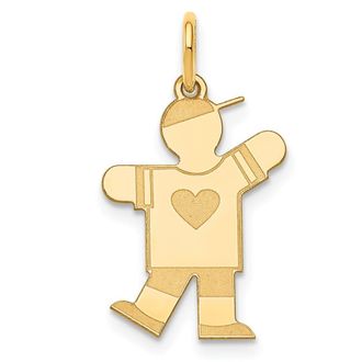 Diamond2Deal 14k Yellow Gold The Kids Small Heart Shirt Boy Engravable Kiss Charm Pendant