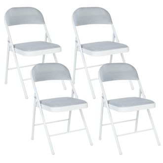 Beliani Beliani - Conjunto De 4 Sillas De Malla Gris Claro Blanco Asiento Plegable Respaldo Tela Acolchada Sparks