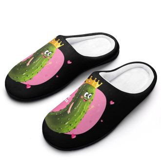 Generic Pickle Princess Funny Pickle Cucumber Womens Slippers Warm House Slippers Indoor House Shoes with Anti-Skid Rubber Sole