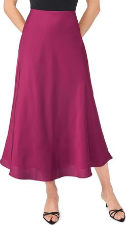CeCe by Cynthia Steffe Bias Cut Satin Midi Skirt in Deep Mulberry at Nordstrom, Size X-Small