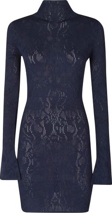 Dondup Slim-Fit Mini Dress with High Neckline and Tribal Jacquard
