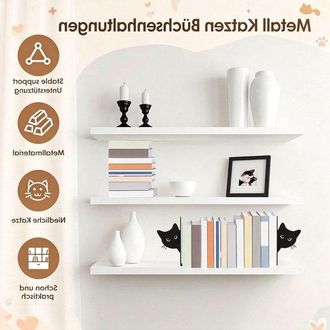 OEM Sujetalibros Met&aacute;licos - Decoraci&oacute;n De Gato - Organizador De Libros - Dise&ntilde;o &Uacute;nico De Gato - 15 X 18 Cm - Negro