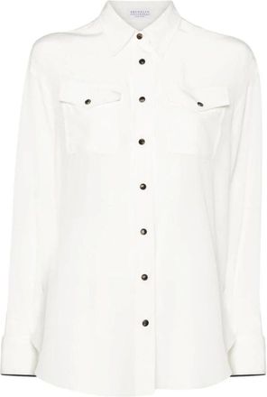 Brunello Cucinelli Camisa Utilitaria de Manga Larga - Blouses & Shirts - Mujer - Beige - L