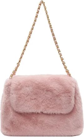 Generic Womens Plush Bags Furry Chain Shoulder Bag Large Capacity Winter Elegance Tote Handbag Soft Polyester(Pink)