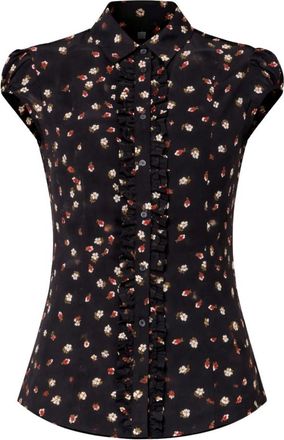 Max Mara Zijden Cr&ecirc;pe de Chine Blouse - Dames - Overhemden - Blauw - M - Leer - Overhemden
