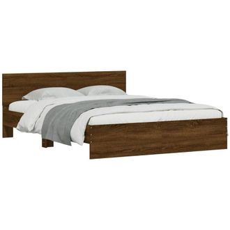 vidaXL Estructura De Cama Con Cabecero Marr&oacute;n Roble 140x190 Cm Vidaxl