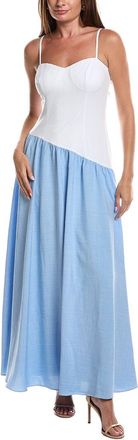 Rene Ruiz Sweetheart Colorblock Drop-Waist Maxi Dress