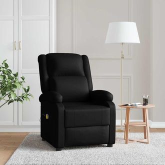 vidaXL Sill&oacute;n De Masaje De Cuero Sint&eacute;tico Negro Vidaxl