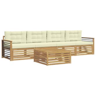 vidaXL Conjunto De Sof&aacute;s De Exterior Con Coj&iacute;n 5 Pcs Blanco Y Crema Vidaxl