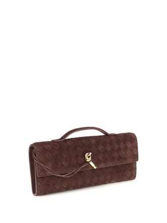 Bottega Veneta Womens Clutch Andiamo Deep Mahogany Shoulder Bags
