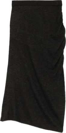 SOEUR Gertie Tube Ruched Rok - Dames - Midirokken - Bruin - XL - Wol - Rokken