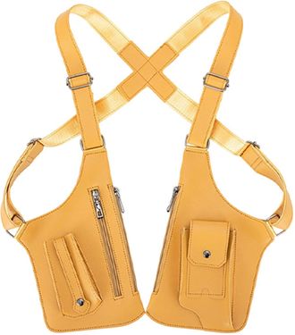 Generic Double Shoulder Armpit Bag,Premium Leather Adjustable Bag,Anti-Theft Hidden Strap Holster,Water Resistant,Crossbody Pack (Yellow)