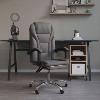 vidaXL Poltrona da Ufficio Reclinabile Grigia in Similpelle vidaXL