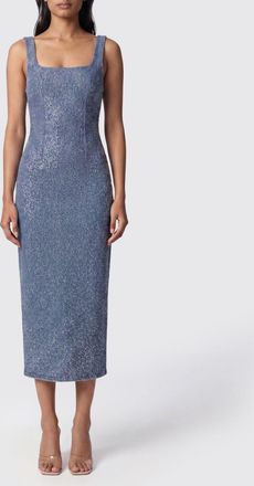 Twentyfourhaitch Abito midi in denim con strass