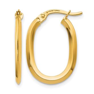 Diamond2Deal 14K Yellow Gold Oval Hinged Hoop Earrings