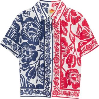 Farm Rio Camicia a fiori con maniche corte - Blu