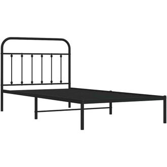 vidaXL Estructura Cama Sin Colch&oacute;n Con Cabecero Metal Negro 100x200 Cm Vidaxl