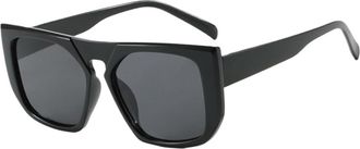 Generic Square Large Frame Women Outdoor Street Shooting Sunglasses Men Commuting Sports Vacation Sun Glasses(Black)