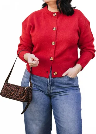 RD Style Long Sleeve Cardigan In Red